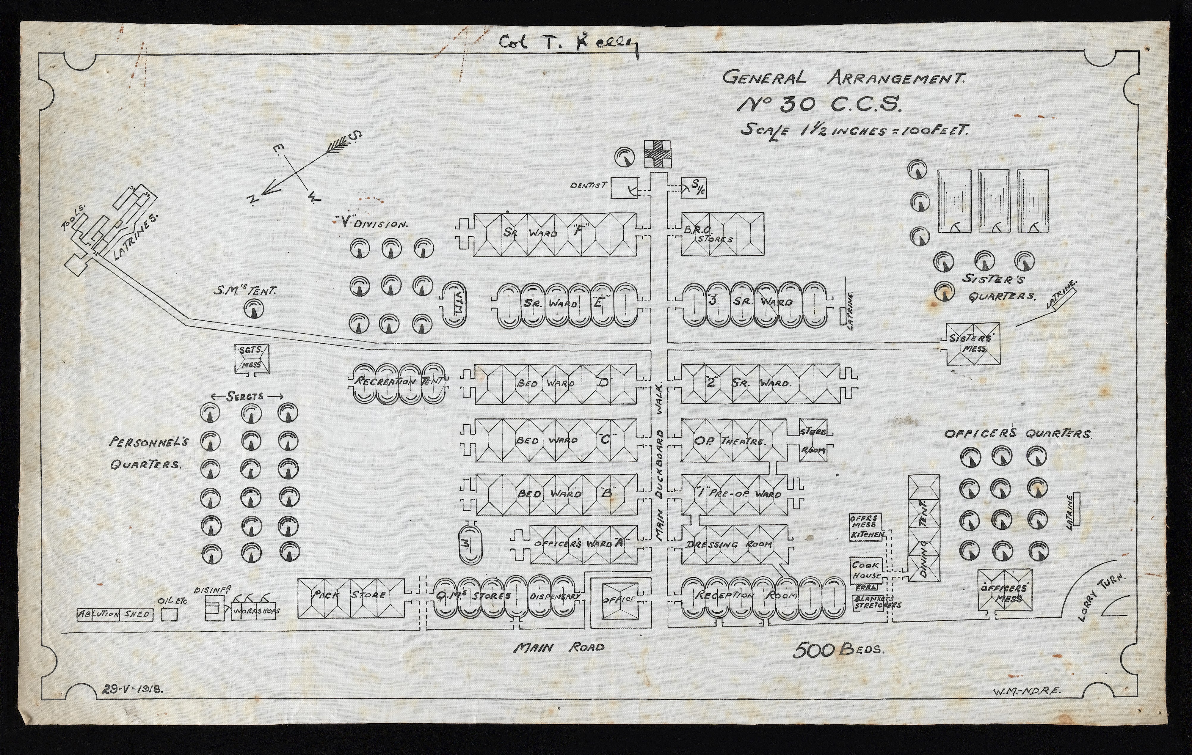Layout of No. 30 Casualty Clearing Station operating on the western front. Credit: Wellcome Library L0044173.